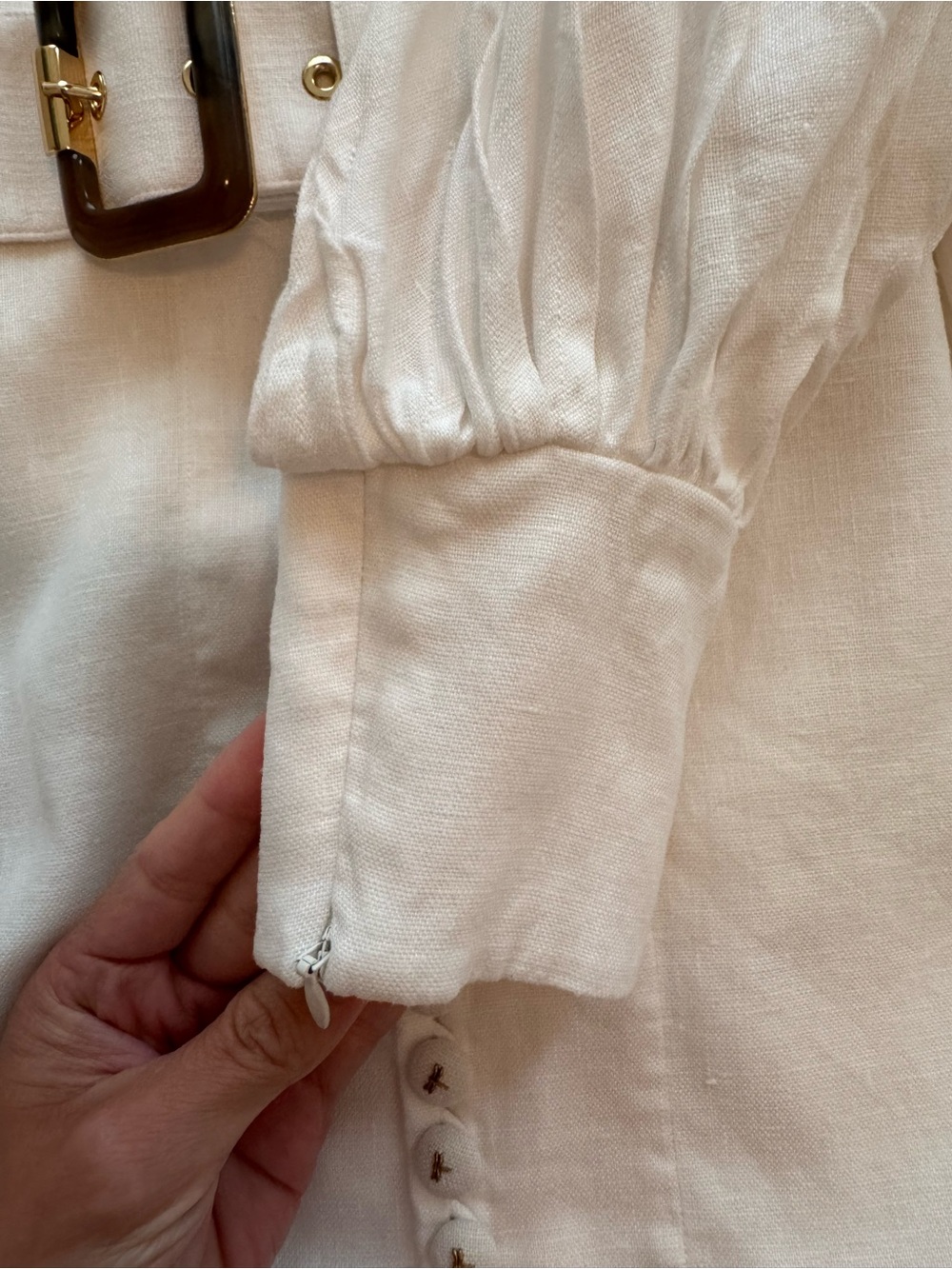Zimmermann White Button-Front Belted Mini Dress Size 1 - Picture 10 of 13